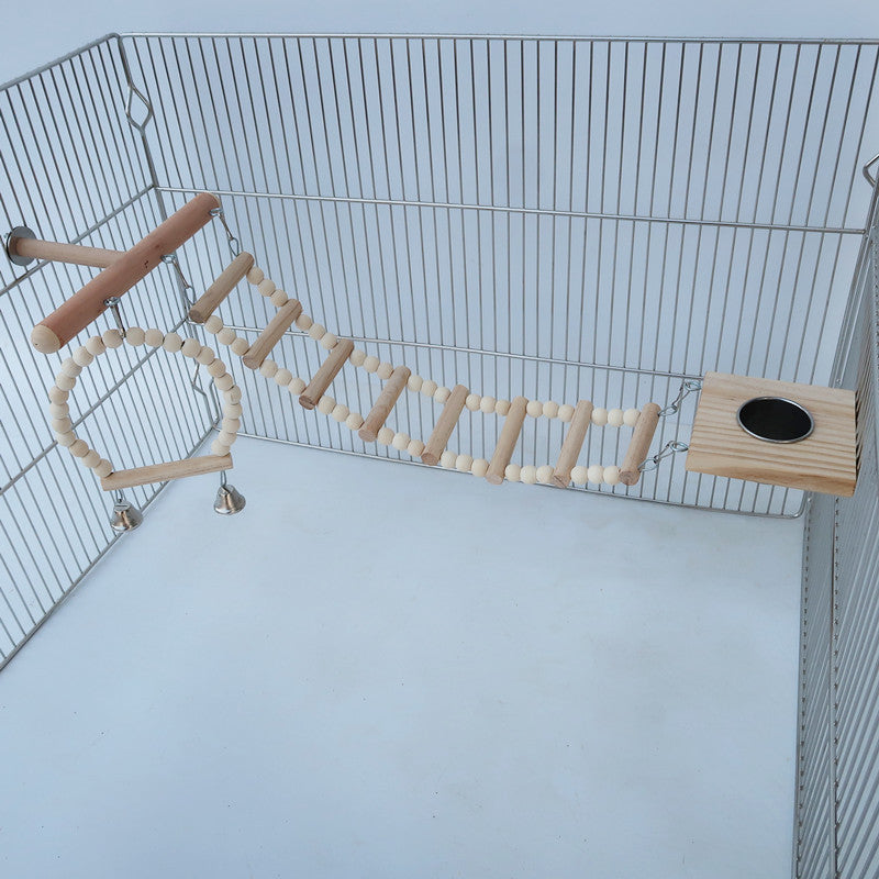 Bird Cage Stand Play Gym Wood Parrot Swing Climbing