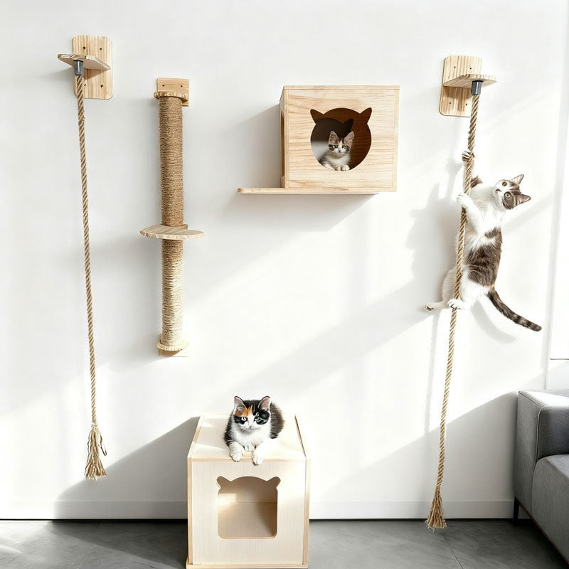 Cat Tree With Scratching Post Jumping Platform And Cat Bed Complete Set