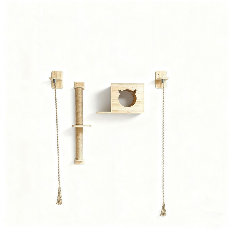 Cat Tree With Scratching Post Jumping Platform And Cat Bed Complete Set