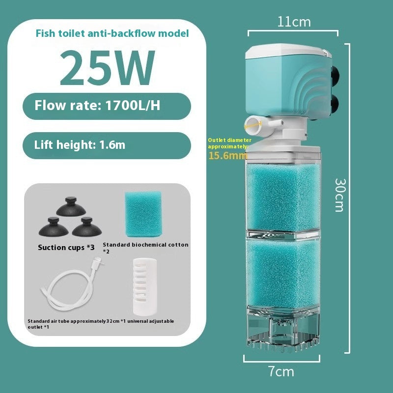 Anti-backflow Filter Aerating Fish Tank Built-in Filter