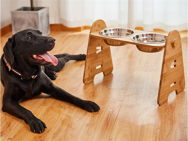Large Dogs Dog Bowl Bamboo Stand