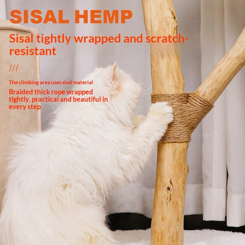 Large All-in-one Cat Tree With A Jumping Platformluxury Yet Space-saving Made From Solid Wood In A Cloud-inspired Design