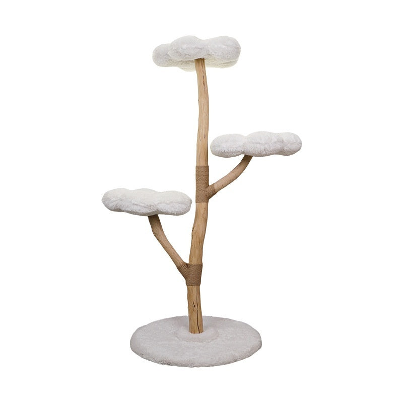 Large All-in-one Cat Tree With A Jumping Platformluxury Yet Space-saving Made From Solid Wood In A Cloud-inspired Design